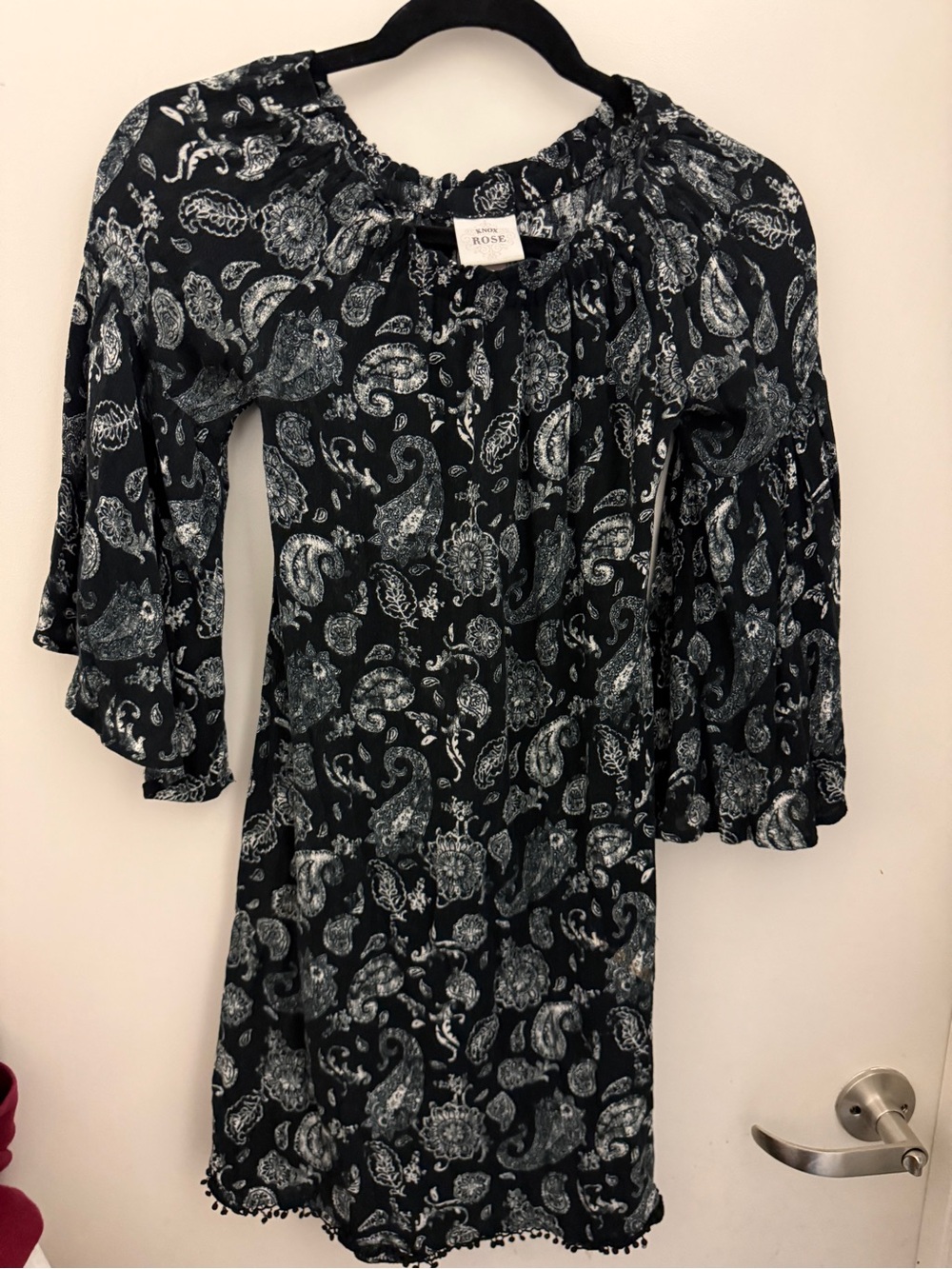 Black Paisley Off-Shoulder Dress